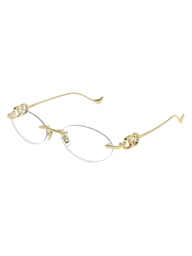 Valentino Garavani Women's Bejewelled 53MM Oval Glasses - Gold Clear
