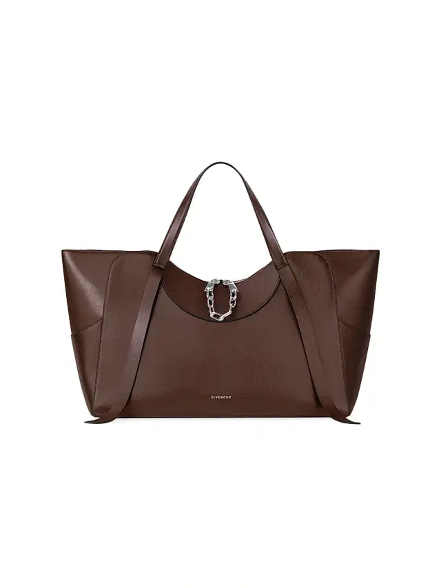 Women's The Snatch  Tote Bag in Grained Leather - Dark Brown
