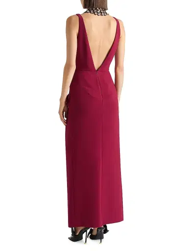Givenchy Women's Long Wrapped Dress in Crepe Cady - Red Cherry - Size 12 | Thumbnail 2