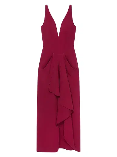 Givenchy Women's Long Wrapped Dress in Crepe Cady - Red Cherry - Size 12 | Thumbnail 1