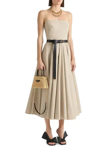 Givenchy Women's Sliced Long Dress in Poplin - Beige - Size 12 | Thumbnail 2 Givenchy Women's Sliced Long Dress in Poplin - Beige - Size 12 | Thumbnail 2