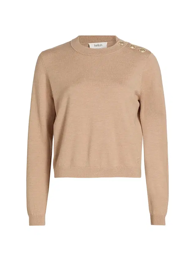 Women's Byleil Wool Button-Shoulder Sweater - Beige
