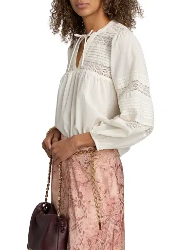 Ba&sh Women's Nami Lace Insert Cotton Blouse - Ecru - Size Large | Thumbnail 4 Ba&sh Women's Nami Lace Insert Cotton Blouse - Ecru - Size Large | Thumbnail 4