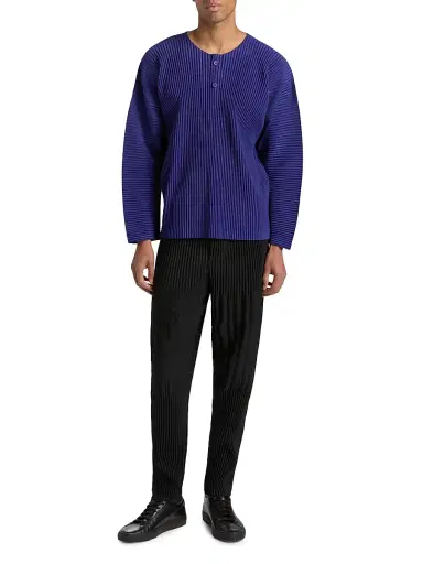 Homme Plissé Issey Miyake Men's Monthly Colors: February Henley Top - Blue - Size XL | Thumbnail 2
