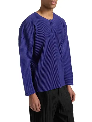 Homme Plissé Issey Miyake Men's Monthly Colors: February Henley Top - Blue - Size XL | Thumbnail 4