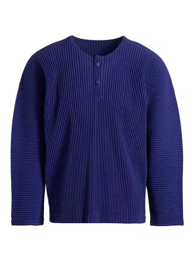Homme Plissé Issey Miyake Men's Monthly Colors: February Henley Top - Blue - Size XL | Thumbnail 1