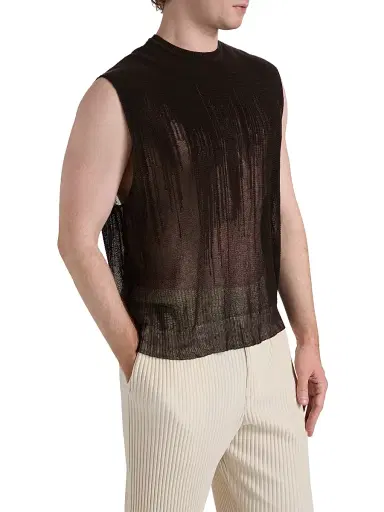 Homme Plissé Issey Miyake Men's Brush Close-Up Knit Sweater Vest | Thumbnail 4