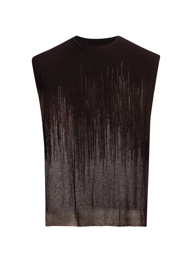 Homme Plissé Issey Miyake Men's Brush Close-Up Knit Sweater Vest - Brown