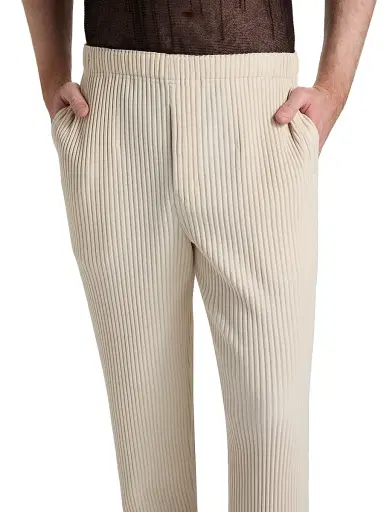 Homme Plissé Issey Miyake Men's Monthly Colors: April Trousers - Duomo Beige - Size Small | Thumbnail 6