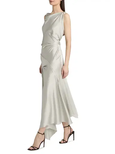 Victoria Beckham Women's Posy Draped Satin Midi-Dress - Magnesium - Size 0 | Thumbnail 2 Victoria Beckham Women's Posy Draped Satin Midi-Dress - Magnesium - Size 0 | Thumbnail 2