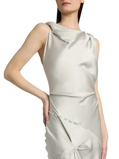Victoria Beckham Women's Posy Draped Satin Midi-Dress - Magnesium - Size 0 | Thumbnail 6 Victoria Beckham Women's Posy Draped Satin Midi-Dress - Magnesium - Size 0 | Thumbnail 6