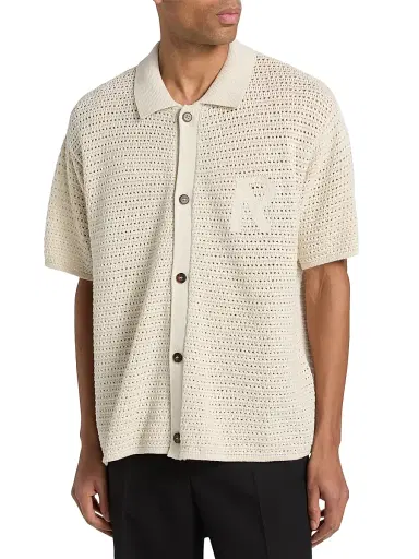 Represent Men's Pico Open-Knit Cotton-Blend Shirt - Ecru - Size XL | Thumbnail 3 Represent Men's Pico Open-Knit Cotton-Blend Shirt - Ecru - Size XL | Thumbnail 3