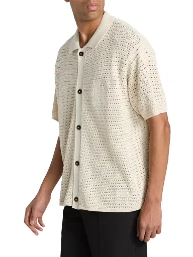 Represent Men's Pico Open-Knit Cotton-Blend Shirt - Ecru - Size XL | Thumbnail 4 Represent Men's Pico Open-Knit Cotton-Blend Shirt - Ecru - Size XL | Thumbnail 4