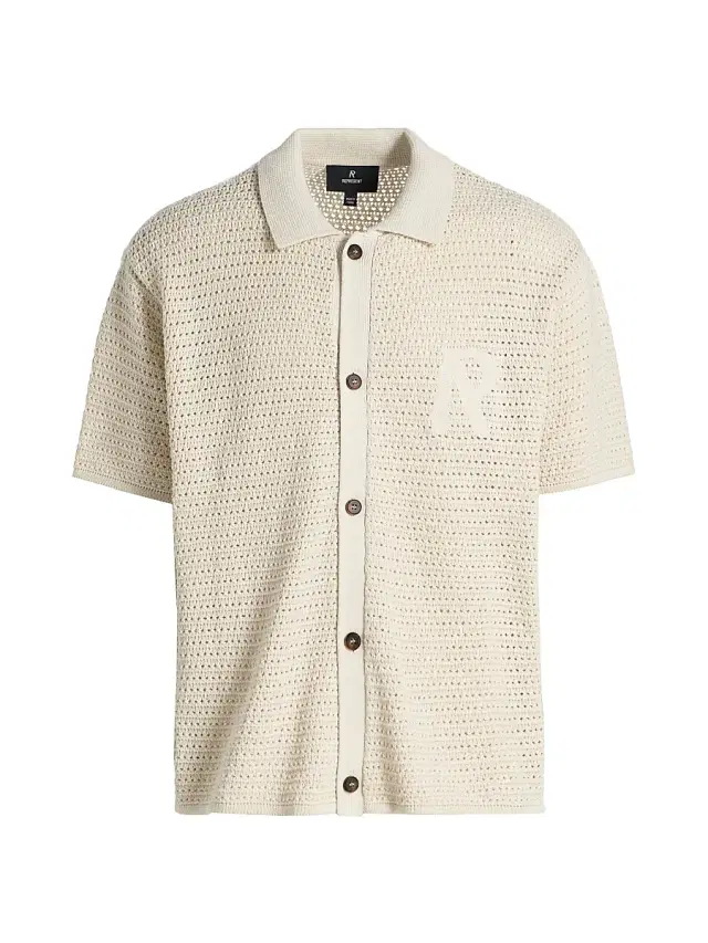 Represent Men's Pico Open-Knit Cotton-Blend Shirt - Ecru
