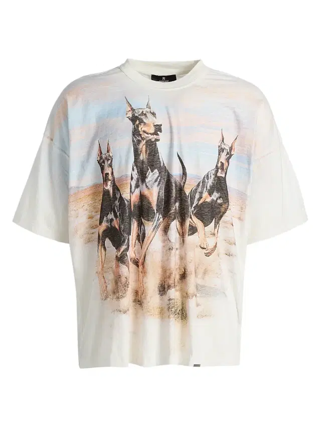 Men's Western Doberman Crewneck T-Shirt - Flat White