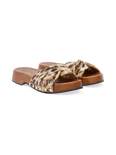 Ganni Women's Tia Fairy Animal-Print Studded Clogs | Thumbnail 2