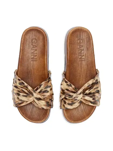 Ganni Women's Tia Fairy Animal-Print Studded Clogs | Thumbnail 3