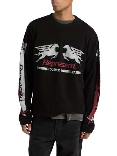 Represent Men's Mesh Pegasus Long-Sleeve T-Shirt - Jet Black - Size XXL | Thumbnail 3