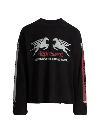 Represent Men's Mesh Pegasus Long-Sleeve T-Shirt - Jet Black - Size XXL | Thumbnail 1