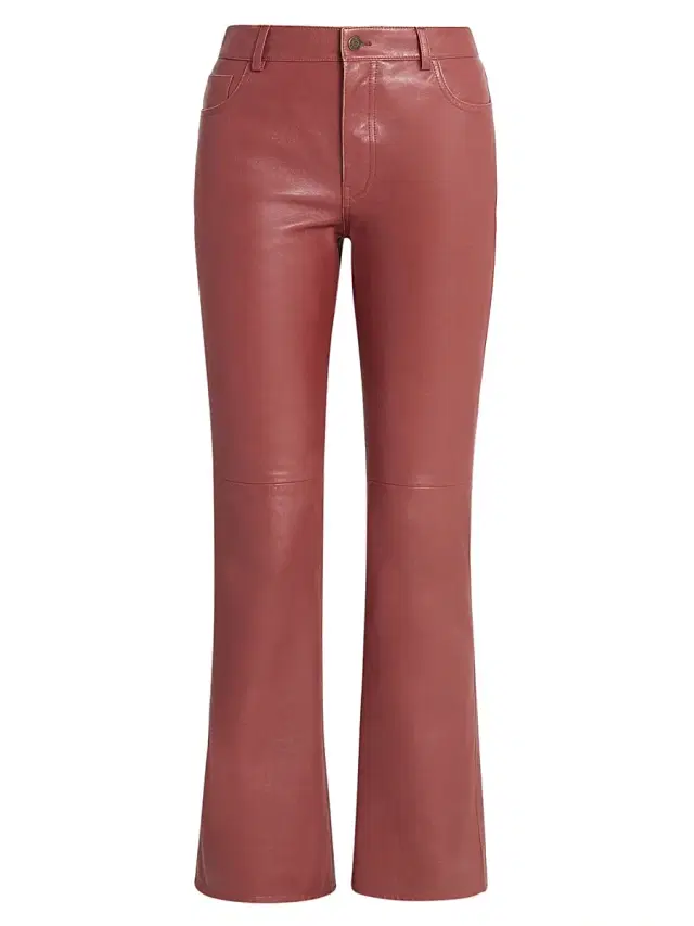 Chloé Women's Mid-Rise Leather Flare Pants - Tawny Red