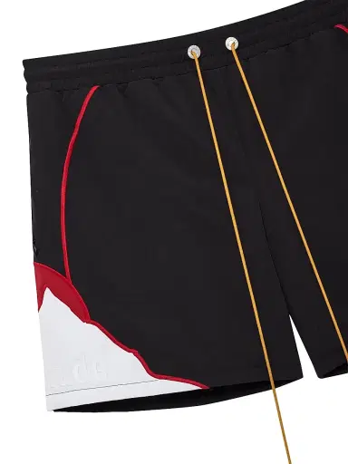 Rhude Men's Moonlight Pista Colorblocked Drawstring Shorts - Black Red White - Size XL | Thumbnail 3