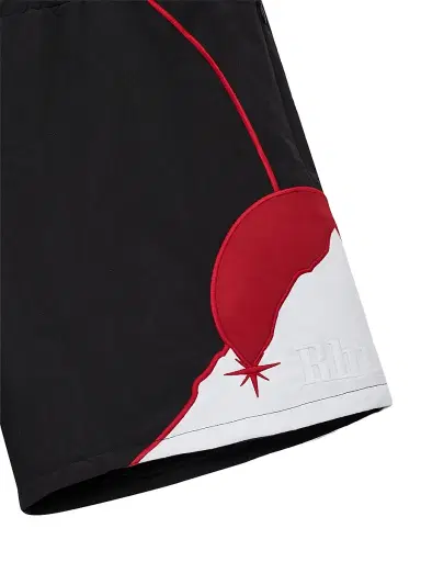 Rhude Men's Moonlight Pista Colorblocked Drawstring Shorts - Black Red White - Size XL | Thumbnail 5