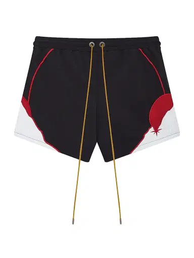 Rhude Men's Moonlight Pista Colorblocked Drawstring Shorts - Black Red White - Size XL | Thumbnail 1