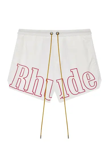 Rhude Men's Logo Track Shorts - White Red - Size XS | Thumbnail 1