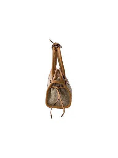 Prada Women's Bonnie Linen and Leather Top Handle Bag - Beige Khaki | Thumbnail 4