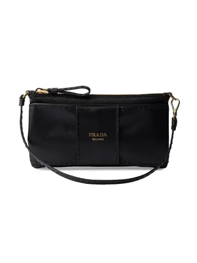 Prada Women's Nappa Leather Zipper Pouch - Black | Thumbnail 6