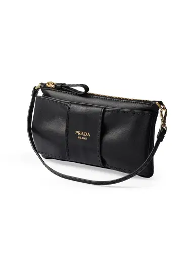 Prada Women's Nappa Leather Zipper Pouch - Black | Thumbnail 7