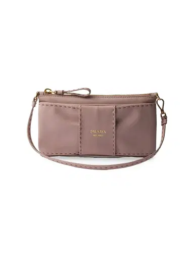 Prada Women's Nappa Leather Zipper Pouch - Black | Thumbnail 1
