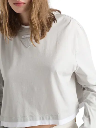 Prada Women's Long-Sleeved Jersey T-Shirt - Grey - Size Small | Thumbnail 5 Prada Women's Long-Sleeved Jersey T-Shirt - Grey - Size Small | Thumbnail 5