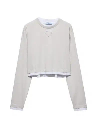 Prada Women's Long-Sleeved Jersey T-Shirt - Grey - Size Small | Thumbnail 1 Prada Women's Long-Sleeved Jersey T-Shirt - Grey - Size Small | Thumbnail 1