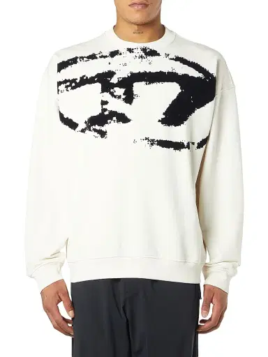 Diesel Men's Boxt N5 Flocked Logo Sweatshirt - Off White | Thumbnail 1