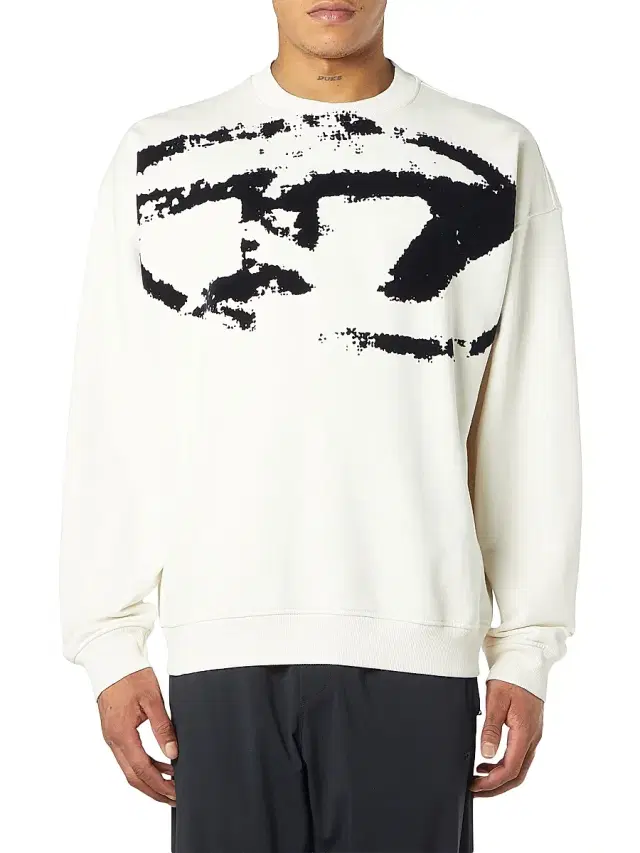 Diesel Men's Boxt N5 Flocked Logo Sweatshirt - Off White