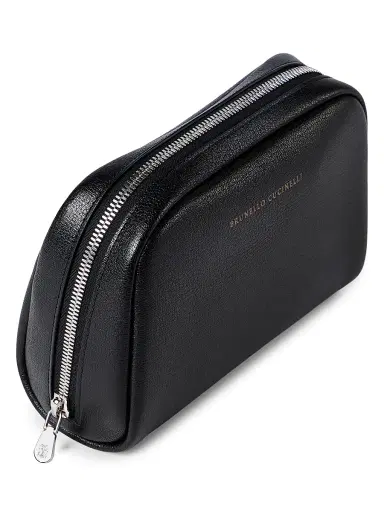 Brunello Cucinelli Grained Leather Slim Beauty Case - Black | Thumbnail 3 Brunello Cucinelli Grained Leather Slim Beauty Case - Black | Thumbnail 3