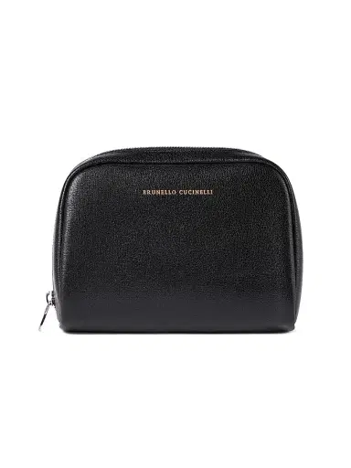 Brunello Cucinelli Grained Leather Slim Beauty Case - Black | Thumbnail 1 Brunello Cucinelli Grained Leather Slim Beauty Case - Black | Thumbnail 1