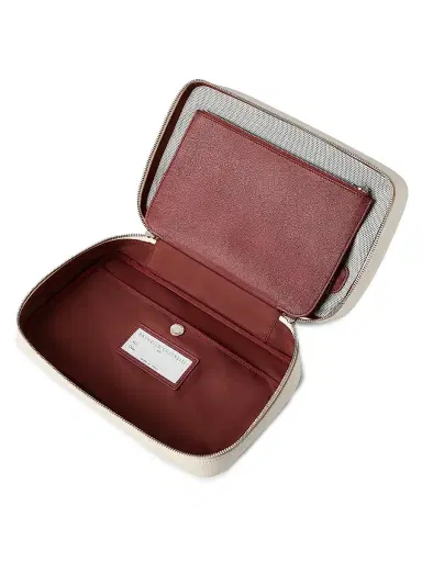 Brunello Cucinelli Fine Grain Calfskin Travel Beauty Case - Snow | Thumbnail 4 Brunello Cucinelli Fine Grain Calfskin Travel Beauty Case - Snow | Thumbnail 4
