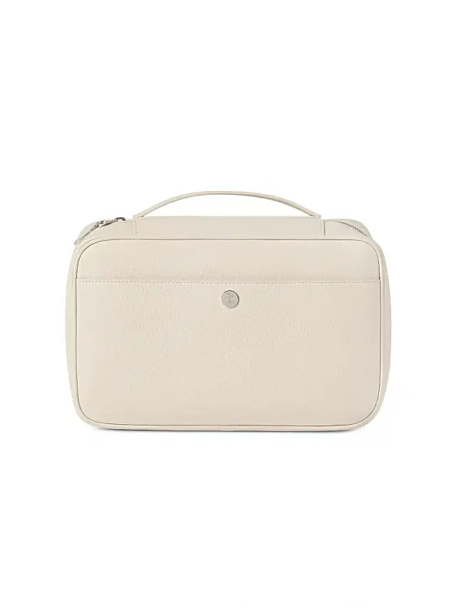 Brunello Cucinelli Fine Grain Calfskin Travel Beauty Case - Snow