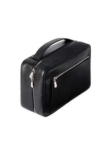 Brunello Cucinelli Grained Leather Travel Beauty Case - Black | Thumbnail 3 Brunello Cucinelli Grained Leather Travel Beauty Case - Black | Thumbnail 3