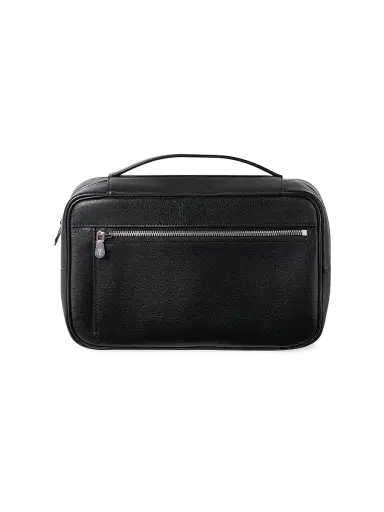 Brunello Cucinelli Grained Leather Travel Beauty Case - Black | Thumbnail 1 Brunello Cucinelli Grained Leather Travel Beauty Case - Black | Thumbnail 1