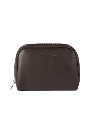 Brunello Cucinelli Smooth Calfskin Slim Beauty Case - Brown | Thumbnail 1 Brunello Cucinelli Smooth Calfskin Slim Beauty Case - Brown | Thumbnail 1
