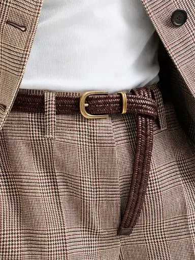 Brunello Cucinelli Women's Stretch Braided Leather Belt - Brown | Thumbnail 3 Brunello Cucinelli Women's Stretch Braided Leather Belt - Brown | Thumbnail 3