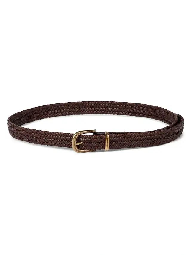 Brunello Cucinelli Women's Stretch Braided Leather Belt - Brown