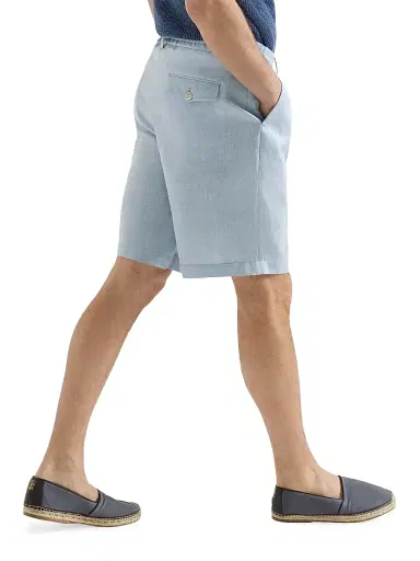 Brunello Cucinelli Men's Linen and Virgin Wool Chevron Bermuda Shorts - Azure - Size 44 | Thumbnail 3