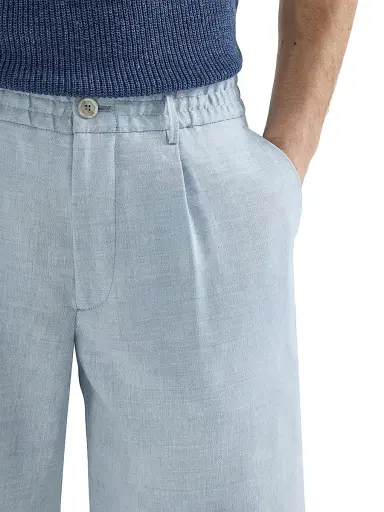 Brunello Cucinelli Men's Linen and Virgin Wool Chevron Bermuda Shorts | Thumbnail 5