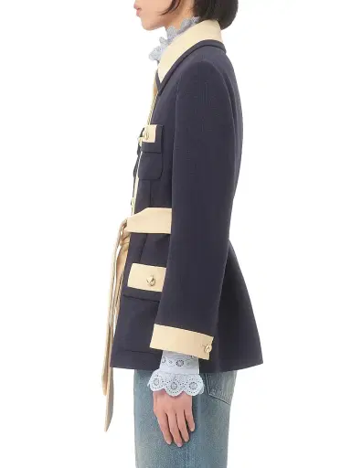 Valentino Garavani Women's Caban Peacoat with Belt - Provence Blue Birch - Size 2 | Thumbnail 3 Valentino Garavani Women's Caban Peacoat with Belt - Provence Blue Birch - Size 2 | Thumbnail 3