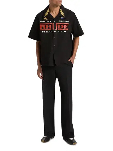 Rhude Men's Regatta Club Cotton Shirt - Black White | Thumbnail 2 Rhude Men's Regatta Club Cotton Shirt - Black White | Thumbnail 2
