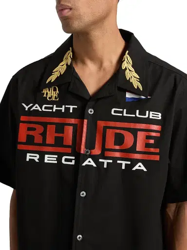 Rhude Men's Regatta Club Cotton Shirt - Black White | Thumbnail 6 Rhude Men's Regatta Club Cotton Shirt - Black White | Thumbnail 6